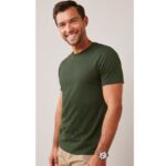 LA Olive Green Basic Round Neck T-Shirt.