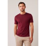 LA Burgundy Basic Round Neck T-Shirt.