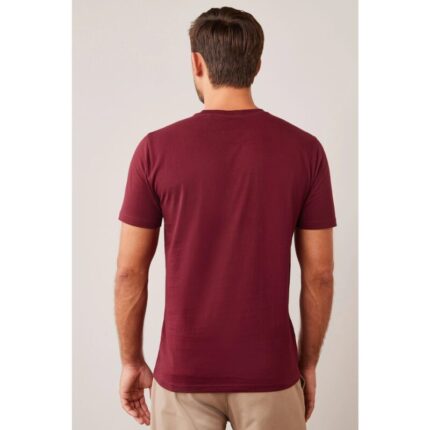 LA Burgundy Basic Round Neck T-Shirt.