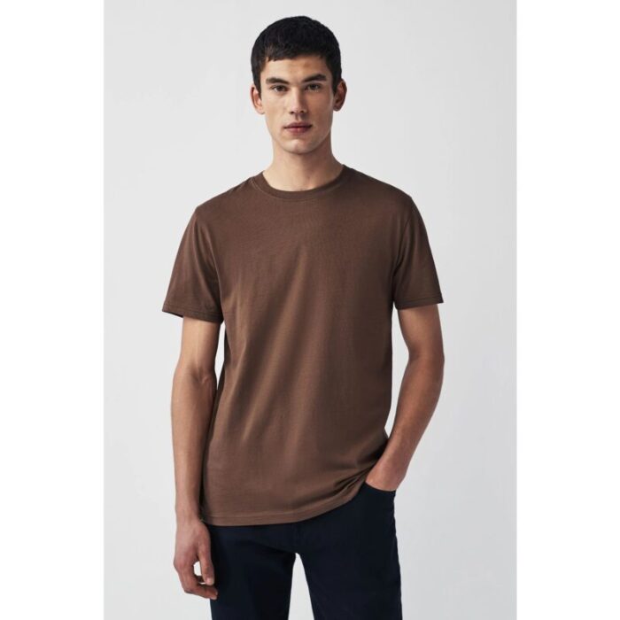 LA Dark Brown Basic Round Neck T-Shirt.