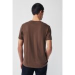 LA Dark Brown Basic Round Neck T-Shirt.
