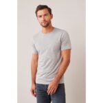 LA Heather Grey Basic Round Neck T-Shirt.