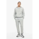 LA Marl Grey Basic Fleece Tracksuit Hoodie Trouser.