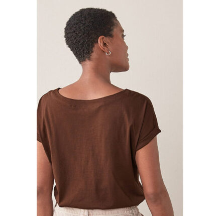 Dark Brown Basic Round Neck T-Shirt
