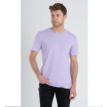 LA Lilac Blank Basic Round Neck T-Shirt.