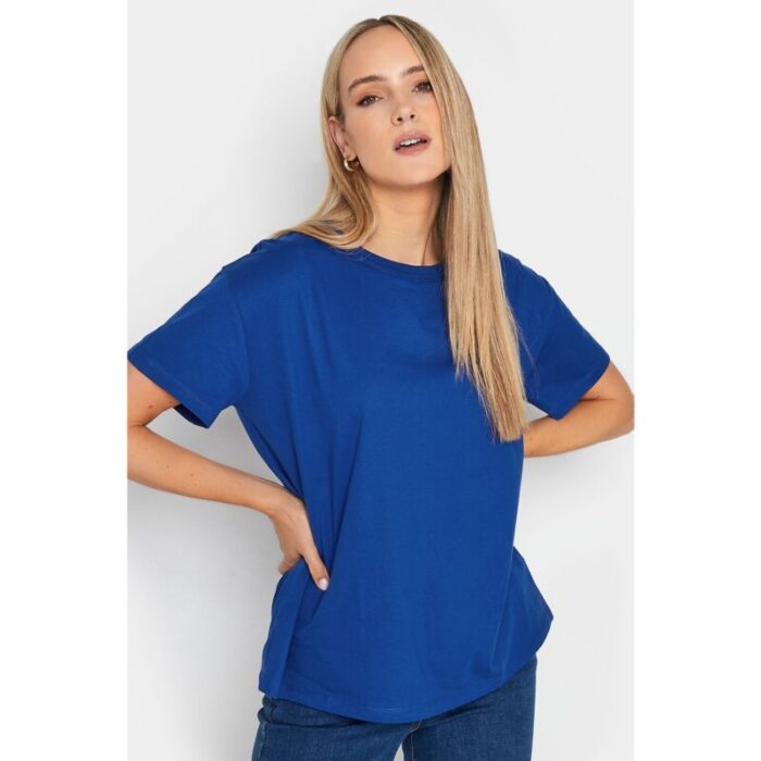 Cobalt Blue Basic Round Neck T-Shirt.