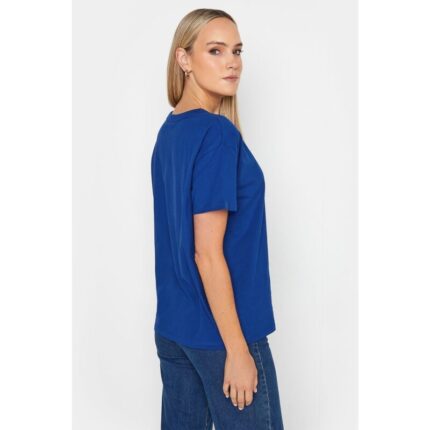 Cobalt Blue Basic Round Neck T-Shirt.
