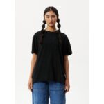 Black Oversized Basic Round Neck T-Shirt.