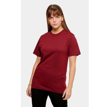 Burgundy Oversized Basic Round Neck T-Shirt
