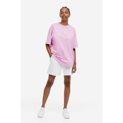Baby Pink Oversized Basic Round Neck T-Shirt