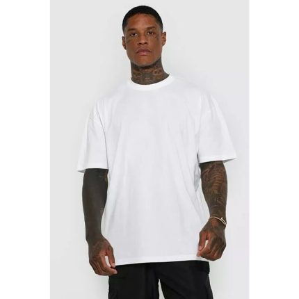SM White Oversized Basic Round Neck T-Shirt
