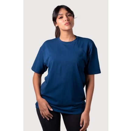 Navy Oversized Basic Round Neck T-Shirt
