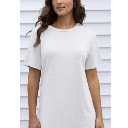 Off White Oversized Basic Round Neck T-Shirt