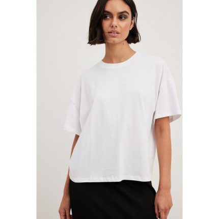 White Oversized Basic Round Neck T-Shirt
