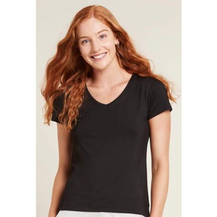 Black Basic V-Neck Cotton T Shirt