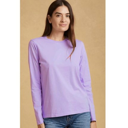 Lilac Basic Round Neck Long Sleeves T Shirt