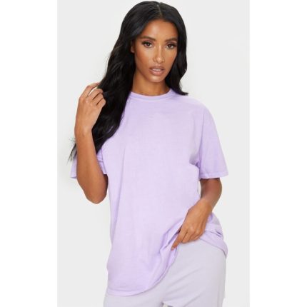 Lilac Oversized Basic Round Neck T-Shirt