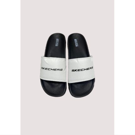 SKECHERS WHITE-BLACK COMFORT SOFT SLIPPER