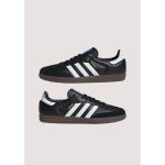 ADIDAS SAMBA OG WOMENS CLOUD BLACK- WHITE STRIPE SHOES.