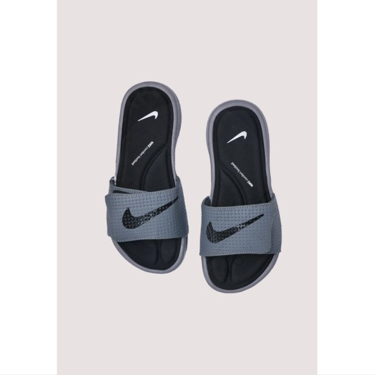 NIKE GREY BLACK COMFORT FOOTBED SLIPPER lara.pk