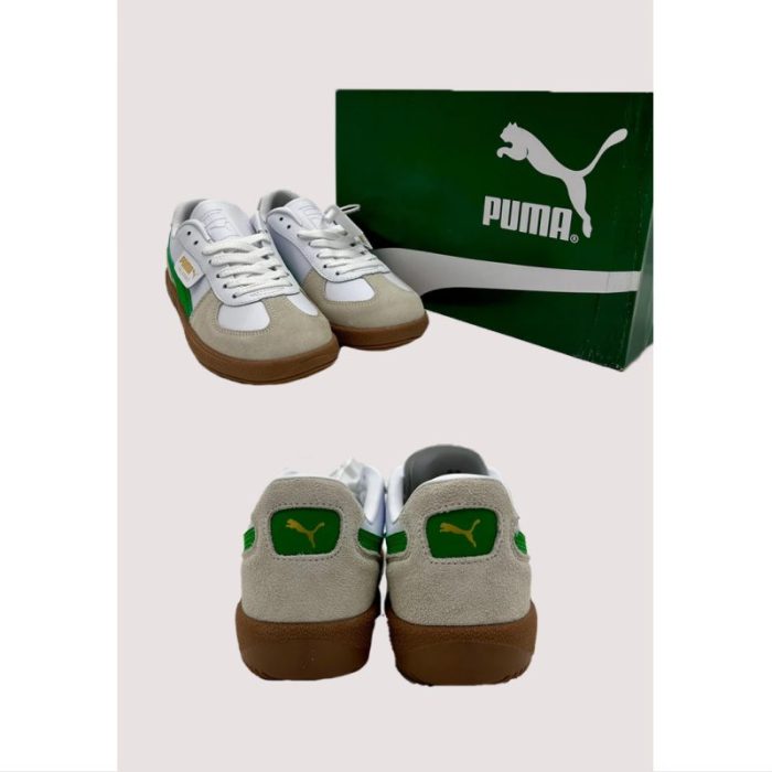 PUMA PALERMO WHITE & GREEN GUM SHOES