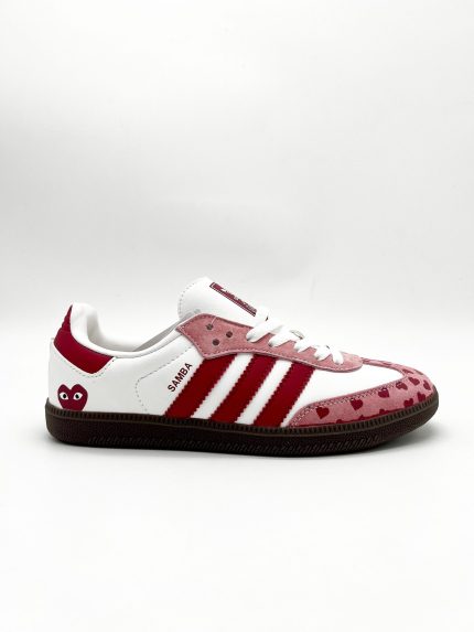 ADIDAS SAMBA X CDG WHITE PINK-RED HEART WOMENS.
