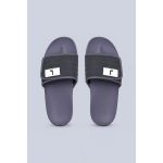 LITE GREY QUILTED STRAP SLIDES – PURPLE BASE