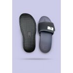 LITE GREY QUILTED STRAP SLIDES – PURPLE BASE