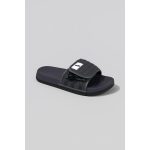 LITE GREY QUILTED STRAP SLIDES – PURPLE BASE