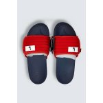 LITE RED QUILTED STRAP SLIDES – NAVY BLUE BASE
