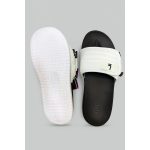 LITE WHITE QUILTED STRAP SLIDES – BLACK BASE