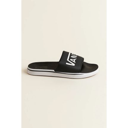 VANS OF THE WALL ALL BLACK WHITE LOGO SLIDE