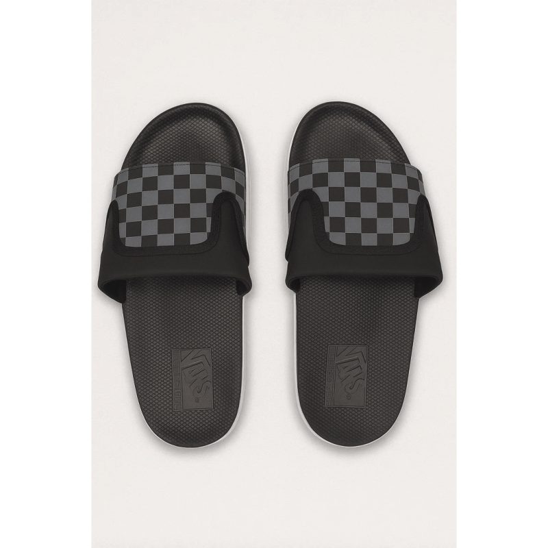 VANS OF THE WALL BLACK GREY CHECKER SLIDE
