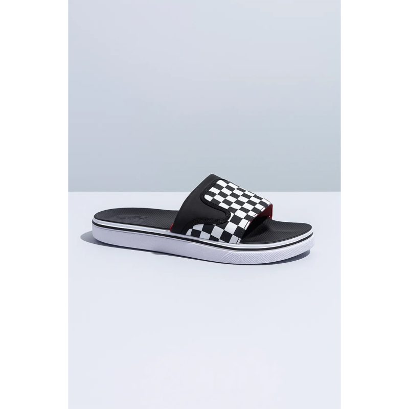 VANS OF THE WALL BLACK WHITE CHECKER SLIDE