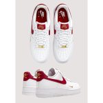 NIKE AIR FORCE 1 LOW PURE WHITE-RED SHOES.