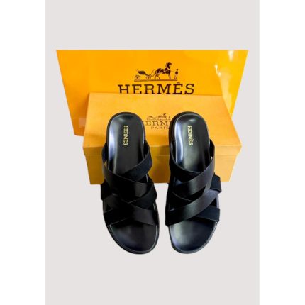 HERMÈS IZMIR BLACK SLIDE MEN D3