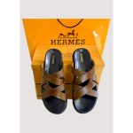 HERMÈS IZMIR BLACK-BROWN SLIDE MEN