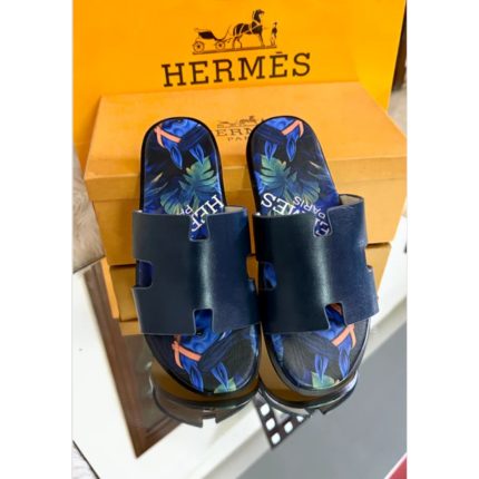HERMÈS IZMIR NAVY PRINTED SLIDE MEN