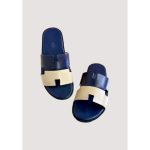 HERMÈS IZMIR TWO TONE NAVY CREAM SLIDE MEN