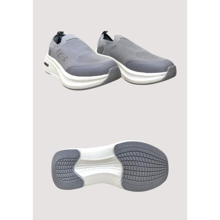 SKECHERS GREY-WHITE SLIP ON WOMEN SHOES