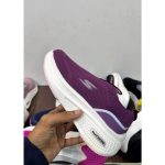 SKECHERS MAROON-WHITE SLIP ON WOMEN SHOES