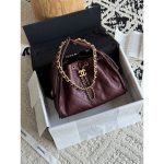 CNEL CAVIAR MAROON MINI 25 SMALL HANDBAG.