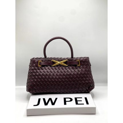 JW PEI ELORA WOVEN TOTE MAROON HANDBAG.