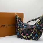 LIS VUITTON MONOGRAM BLACK CROSS BODY BAG.