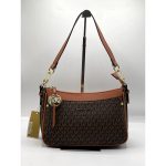 MICHAEL KORS LUXE POCHETTE SHOULDER BAG BROWN.