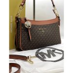 MICHAEL KORS LUXE POCHETTE SHOULDER BAG BROWN.