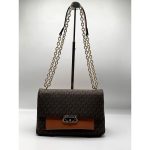 MICHAEL KORS CECE BROWN MEDIUM LOGO SHOULDER BAG.