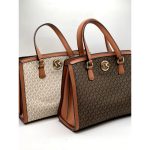 MICHAEL KORS MEDIUM CHANTAL LOGO SATCHEL BEIGE BAG