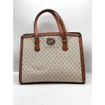 MICHAEL KORS MEDIUM CHANTAL LOGO SATCHEL BEIGE BAG