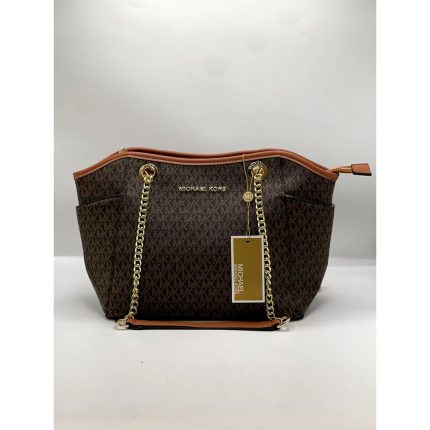 MICHAEL KORS JET SET LARGE TOTE COFFEE BROWN BAG.